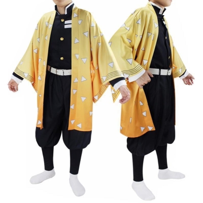 Demon Slayer Kimetsu no Yaiba Zenitsu Agatsuma Cosplay Costumes