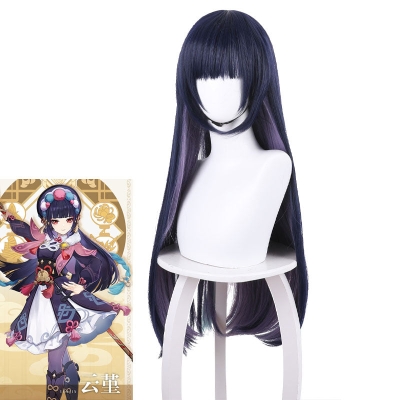 Genshin Impact Yun Jin Long Dark Purple Cosplay Wigs