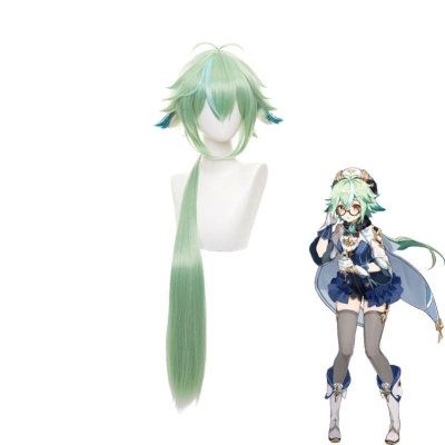 Genshin Impact Sucrose Long Fluorescent Green Cosplay Wigs