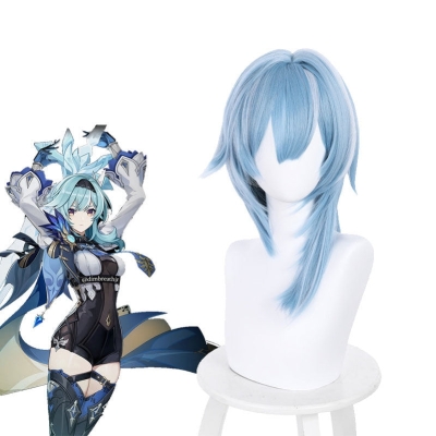 Genshin Impact Eula Blue White Long Cosplay Wigs
