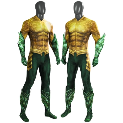 Aquaman 2 Arthur Curry Gold Jumpsuit Cosplay Costumes