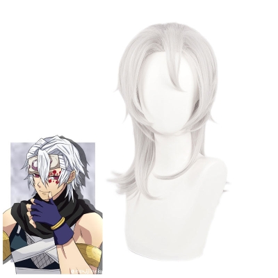 Demon Slayer Kimetsu no Yaiba Uzui Tengen Silver Long Cosplay Wigs