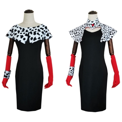 Movie Cruella De Vil Dalmatian Outfits Halloween Cosplay Costumes