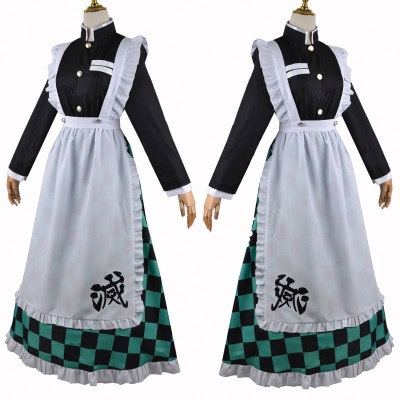 Demon Slayer Kimetsu no Yaiba Tanjiro Kamado Maid Dress Cosplay Costume