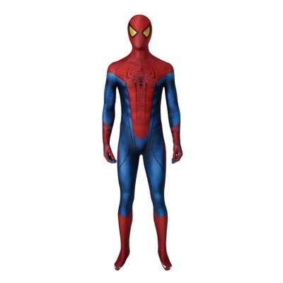 Movie Spider-Man: The Amazing Spider-Man Peter Parker Spiderman Elastic Force Cosplay Costume Jumpsuit with Headgear