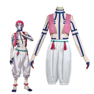 Demon Slayer Kimetsu no Yaiba Akaza Komaji Upper Rank Three Cosplay Costumes