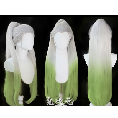 Demon Slayer: Kimetsu no Yaiba Daki White Gradient Green Cosplay Wigs