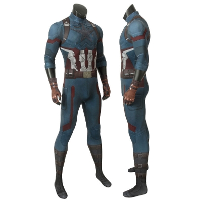 Avengers 3 Infinity War Captain America Steve Rogers Jumpsuit Cosplay Costumes With Gloves