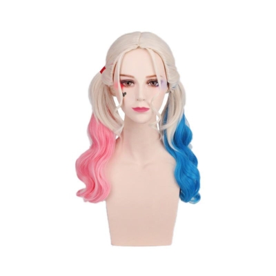 Suicide Squad Harley Quinn Long Pink and Blue Cosplay Wigs