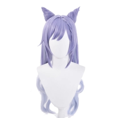 Genshin Impact Keqing Ponytails Mixed Purple Cosplay Wig with Ears