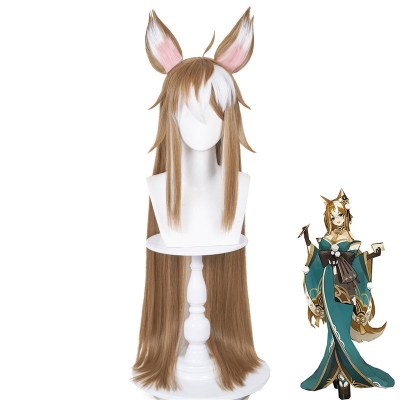 Genshin Impact Miss Hina Inugami Cosplay Wigs With Props