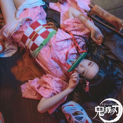 [in stock]Demon Slayer: Kimetsu No Yaiba Nezuko Kamado Cosplay Costume