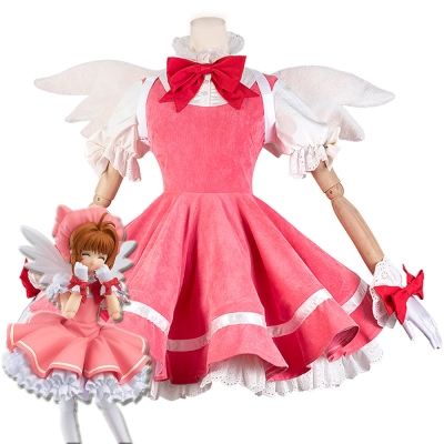 Cardcaptor Sakura: Clear Card Sakura Kinomoto Pink Dress Cosplay Costume - Not included Wing