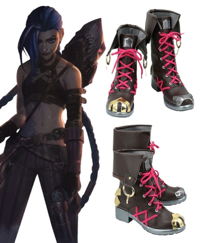 League of Legends LOL Arcane Jinx Brown Cosplay boots