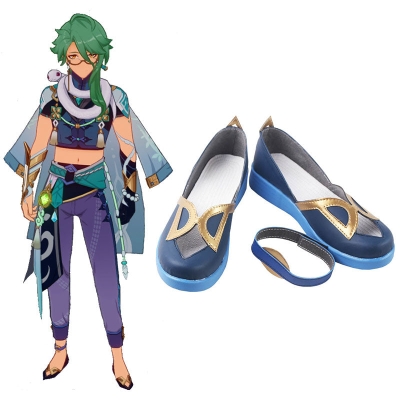 Genshin Impact Baishu Blue Cosplay Shoes