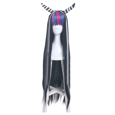 Danganronpa 2: Goodbye Despair Ibuki Mioda Black Cosplay Wig - Wig + Horn
