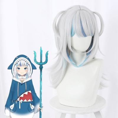 Holdlive Virtual YouTuber Gawr Gura Silver Blue Cosplay Wig