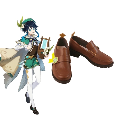 Genshin Impact Venti Brown Cosplay Shoes