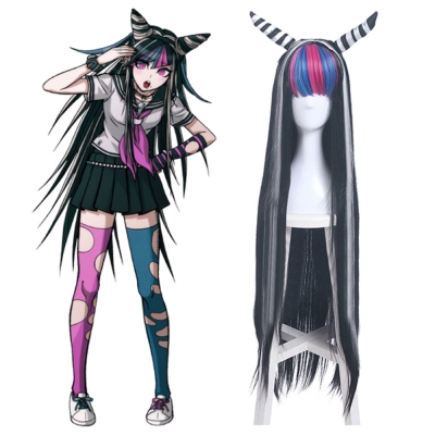 Danganronpa 2: Goodbye Despair Ibuki Mioda Black Cosplay Wig - Wig + Horn