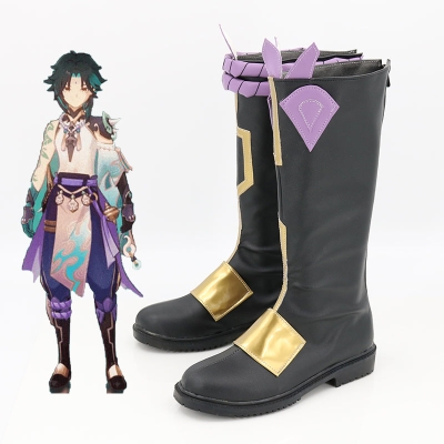 Genshin Impact Xiao Black Shoes Cosplay Boots