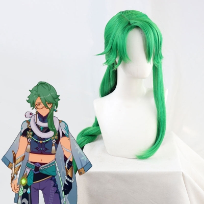Genshin Impact Baishu Green Cosplay Wig