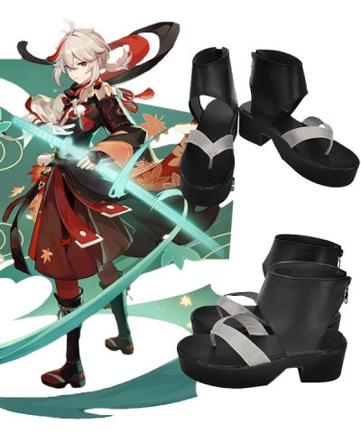 Genshin Impact Kaedehara Kazuha Black Cosplay Shoes