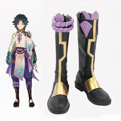 Genshin Impact Xiao Black Shoes Cosplay Boots