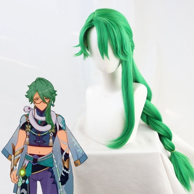 Genshin Impact Baishu Green Cosplay Wig