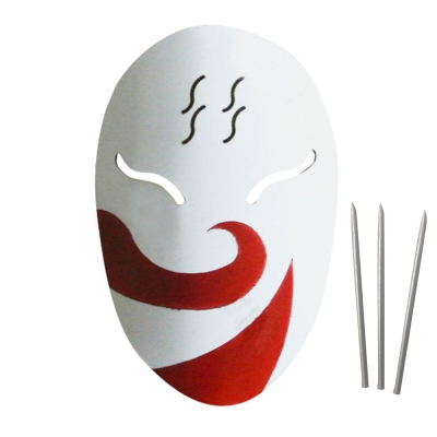 Haku from Naruto Halloween Mask and 3 Needles Cosplay Accessory Prop