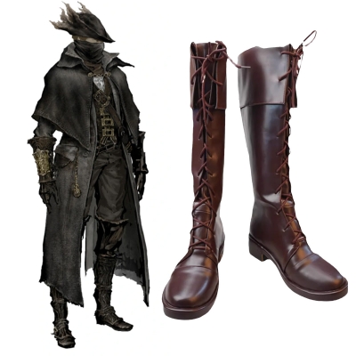 Bloodborne The Hunter Brown Shoes Cosplay Boots