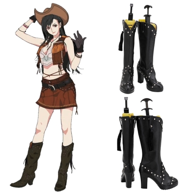 Final Fantasy VII Remake FF7 Tifa Lockhart Cowgirl Brown Shoes Cosplay Boots