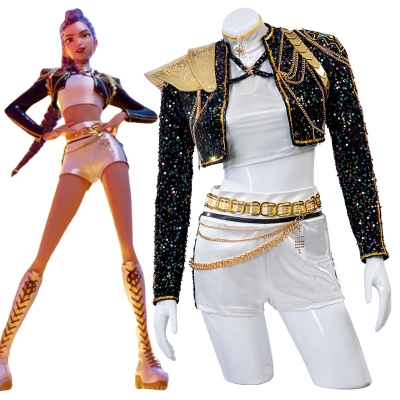 Kpop Demon Hunters Rumi Golden Black Dance Outfit Cosplay Costume