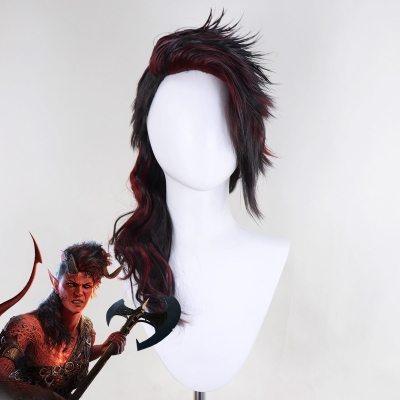Baldur's Gate III BG3 Karlach Black Red Cosplay Wig
