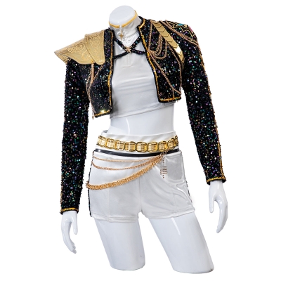 Kpop Demon Hunters Rumi Golden Black Dance Outfit Cosplay Costume