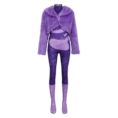 Zoo 2 Movie Gazelle Cosplay Costume Purple Fur Stage Costume Party Suit