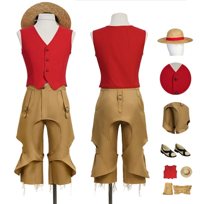 One Piece Live Action Season 2 Luffy Cosplay Costume Halloween Carnival Outfit
