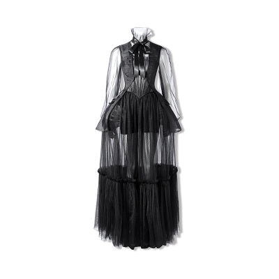 Deluxe Wednesday Season 2 Wednesday Black Dance Mesh Dress Cosplay Costume
