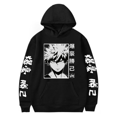 MHA Hoodie Print Academia Hooded Anime Sweatshirt Bakugou Katsuki Hoodie