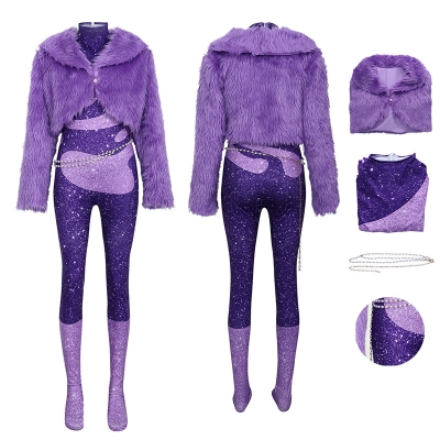 Zoo 2 Movie Gazelle Cosplay Costume Purple Fur Stage Costume Party Suit
