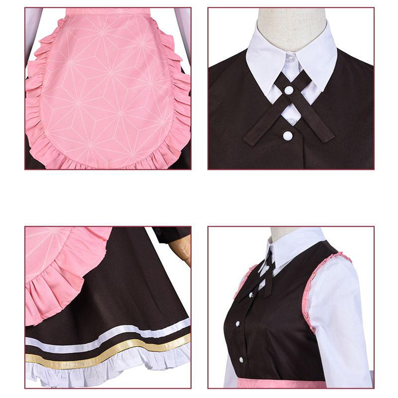 Demon Slayer Kimetsu no Yaiba Nezuko Kamado Maid Outfit Cosplay Costumes