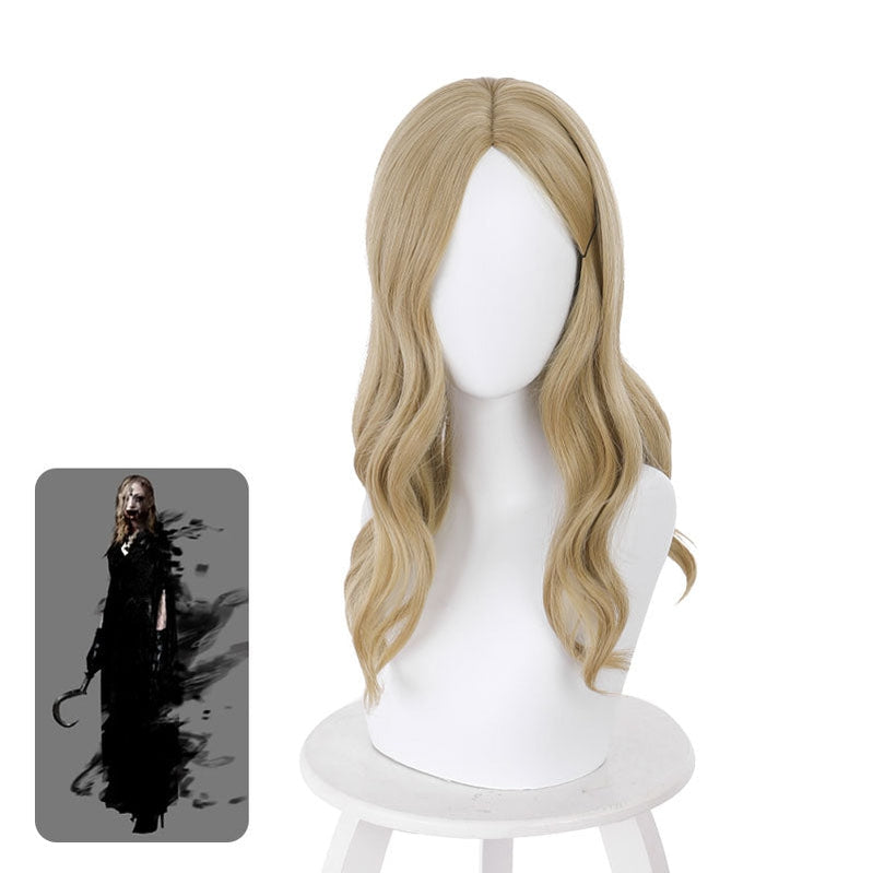 Resident Evil Village Bela Dimitrescu Brown-Yellow Long Curly Cosplay Wigs