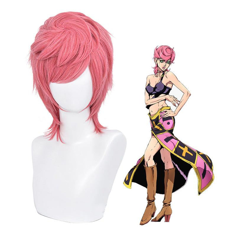 Golden Wind Trish Una Long Pink Cosplay Wig JoJo's Bizarre Adventure Cosplay