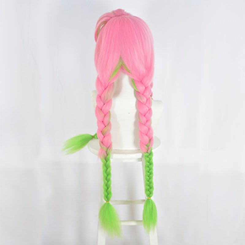 Demon Slayer: Kimetsu no Yaiba Mitsuri Kanroji Cosplay Wig Pink Mixed Green Weave Long Wigs