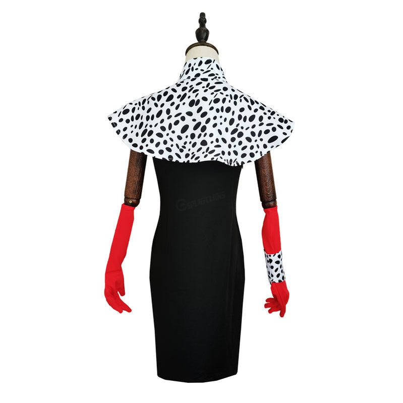 Movie Cruella De Vil Dalmatian Outfits Halloween Cosplay Costumes