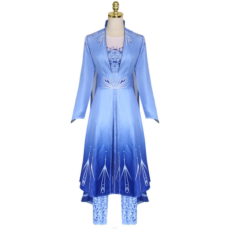 Movie Frozen 2 Elsa Snow Princess Dress Fullset Cosplay Costumes