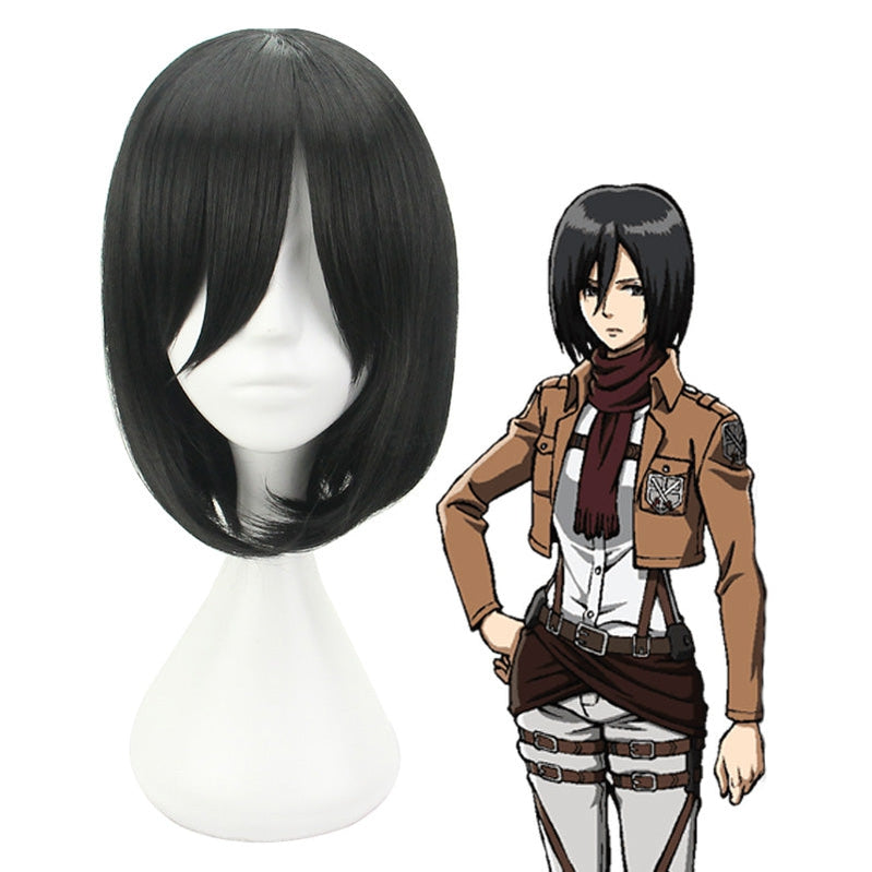 Attack on Titan Mikasa Ackerman Short Black Cosplay Wigs