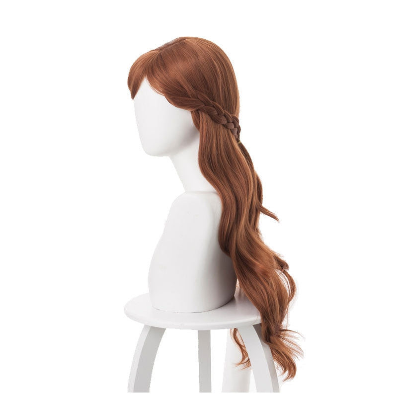 Movie Frozen 2 Princess Anna Brown Long Cosplay Wigs