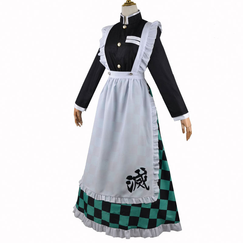 Demon Slayer Kimetsu no Yaiba Tanjiro Kamado Maid Dress Cosplay Costume