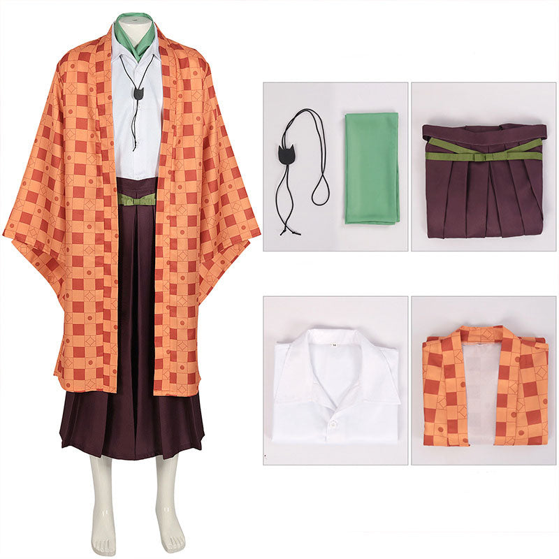 Demon Slayer Kimetsu no Yaiba Tanjiro Kamado Orange Cosplay Costume