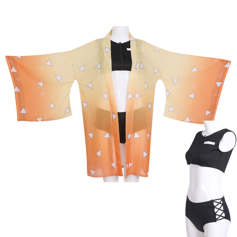Demon Slayer Kimetsu no Yaiba Zenitsu Agatsuma Swimsuit Cosplay Costumes